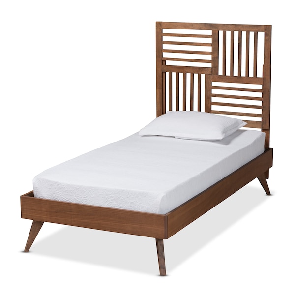 Baxton Studio Gemma Mid-Century Modern Transitional Walnut Brown Finished Wood Twin Size Platform Bed 187-11142-11159-Zoro - main